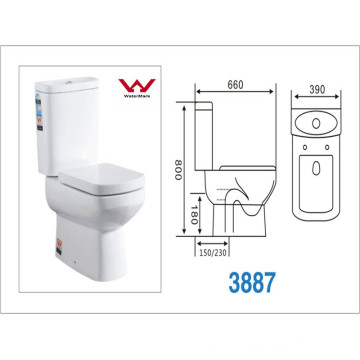 Western Style White Color Ceramic Washdown Toilet Two-Piece (A-3887)